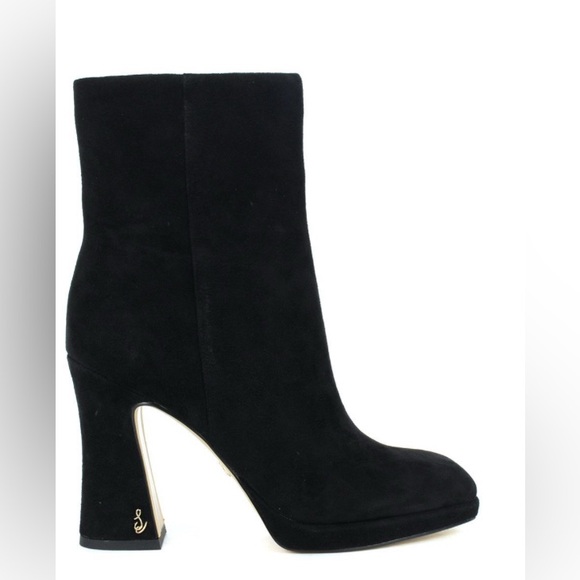 Sam Edelman Jaye Suede Leather Boots with 4” block heel in black color Size 8.5 - Picture 1 of 11
